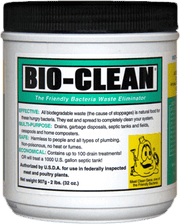 Bio-Clean 2 lbs. powder for septic systems, plumbing waste removal by Cabin Depot, enzyme blend for reducing odor and buildup.