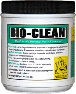 Bio-Clean 2 lbs. powder for septic systems, plumbing waste removal by Cabin Depot, enzyme blend for reducing odor and buildup.