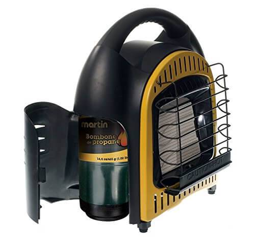 Martin 10,000 BTU portable propane thermostatic infrared heater, perfect for camping or small spaces, available at Cabin Depot.