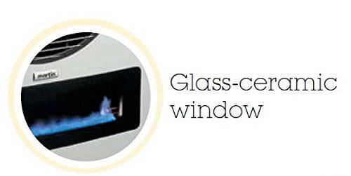 Martin 20,000 BTU propane heater with ceramic glass window, perfect for off-grid use at Cabin Depot.