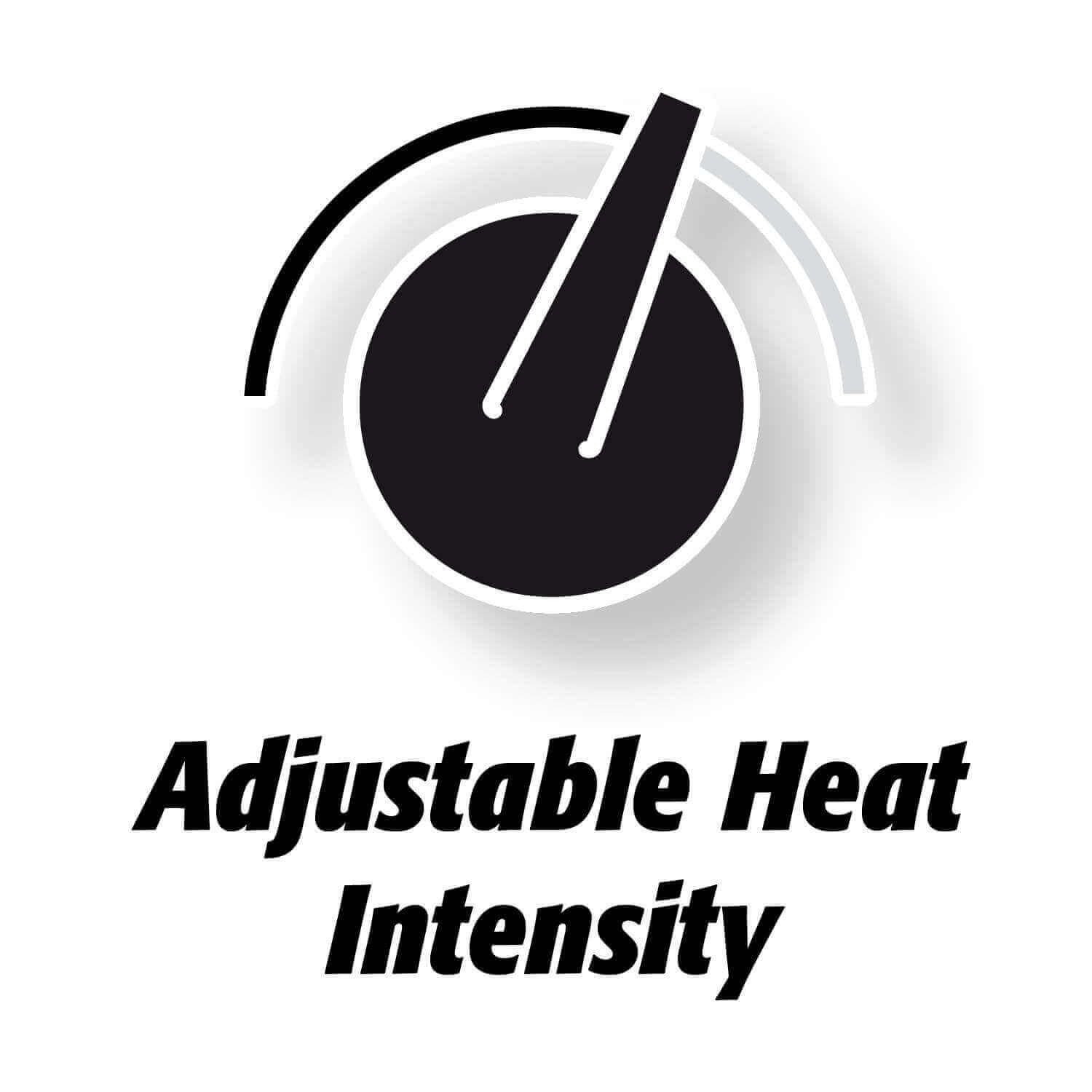 Illustration of adjustable heat intensity for Martin Two Burner Infrared Propane Heater from Cabin Depot