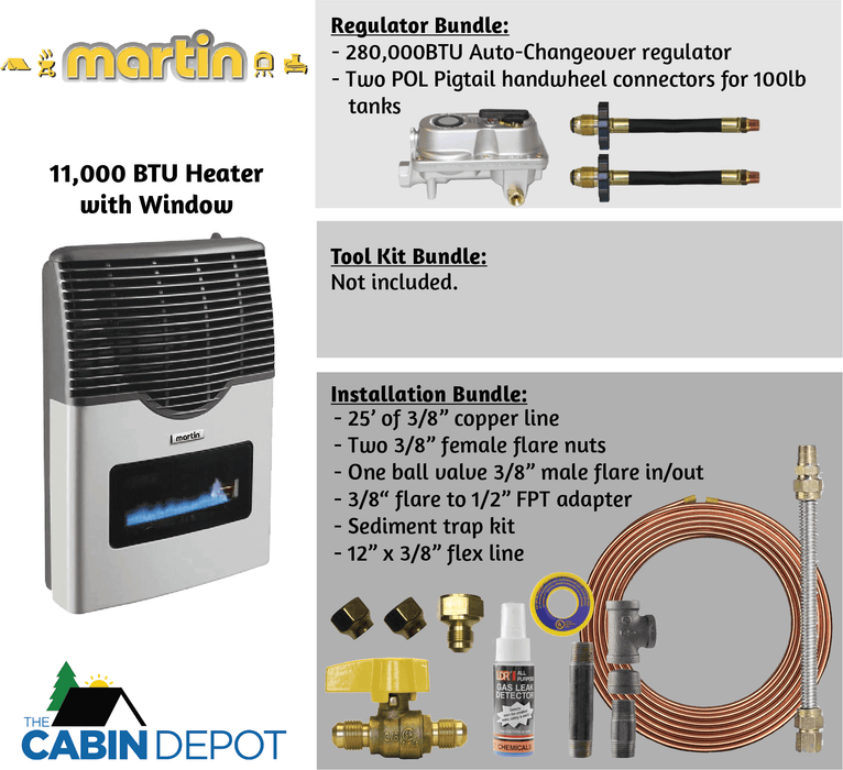 Martin 11,000 BTU Direct Vent Propane Heater MDV12VP - Heating, Ventilation & Air Conditioning by Bismar