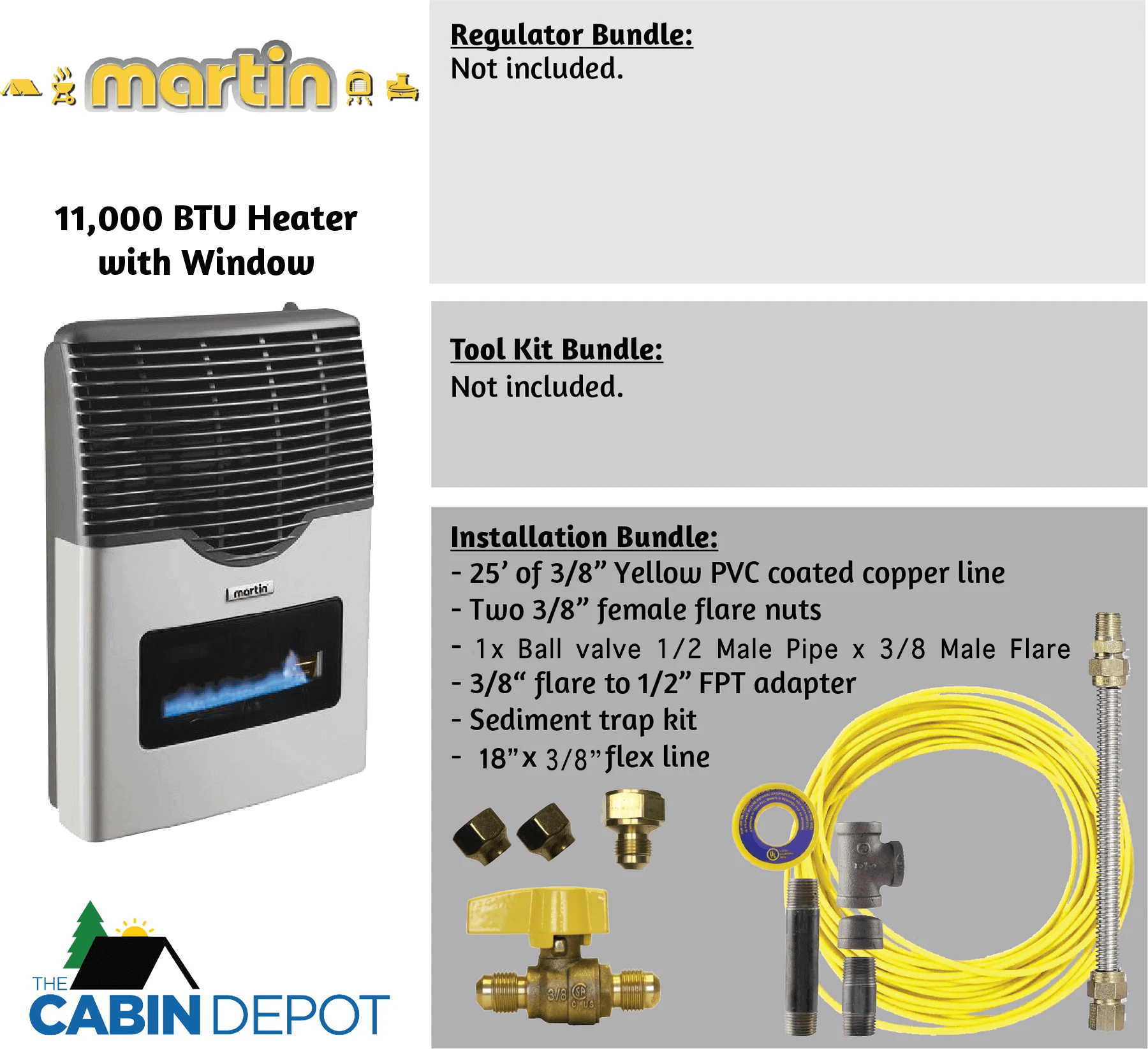 Martin 11,000 BTU Direct Vent Propane Heater with Installation Bundle at Cabin Depot