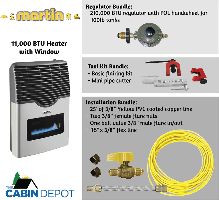 Martin 11,000 BTU Direct Vent Propane Heater MDV12VP - Heating, Ventilation & Air Conditioning by Bismar