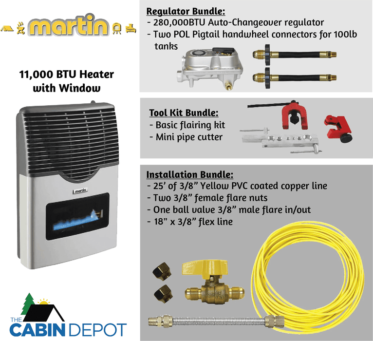 Martin 11,000 BTU Direct Vent Propane Heater MDV12VP - Heating, Ventilation & Air Conditioning by Bismar