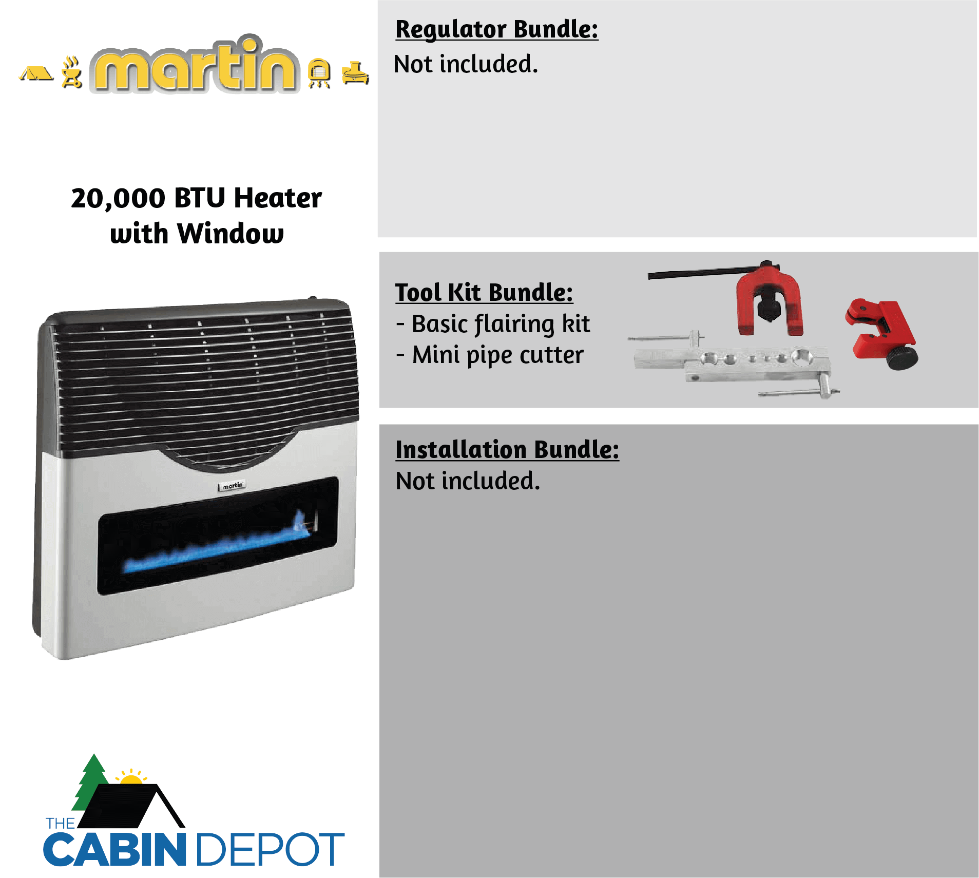 Martin 20,000 BTU Direct Vent Propane Heater with Window at The Cabin Depot