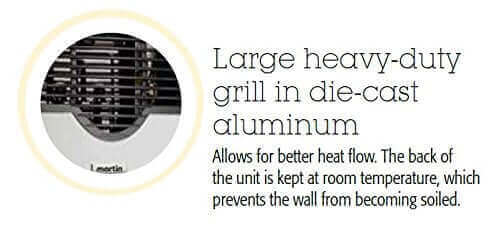 Martin 8,000 BTU Heater heavy-duty die-cast aluminum grill for better heat flow, available at Cabin Depot.