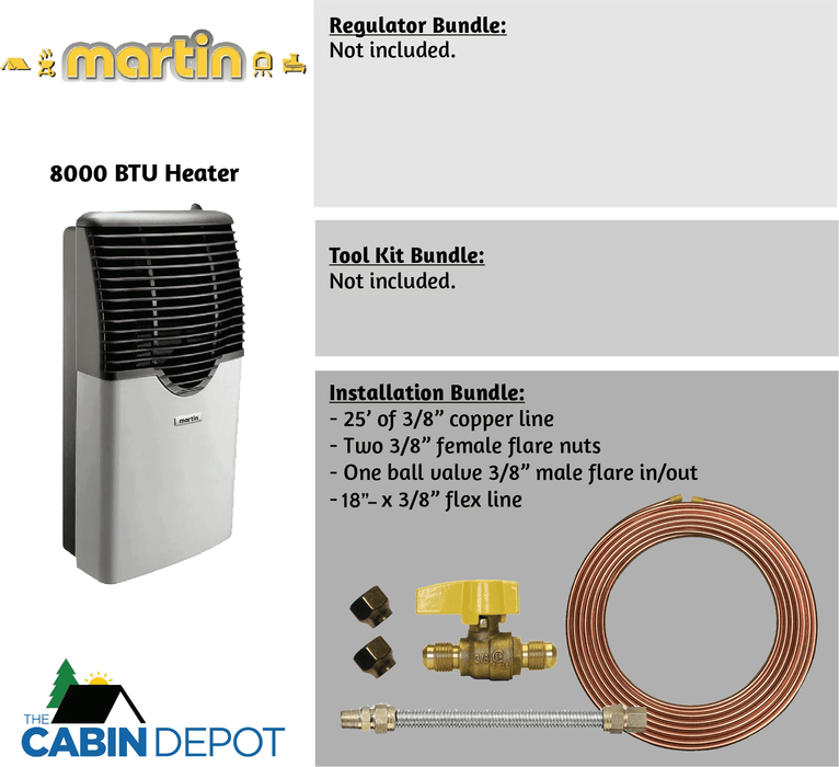 Martin 8,000 BTU Direct Vent Propane Heater with Installation Kit from The Cabin Depot.