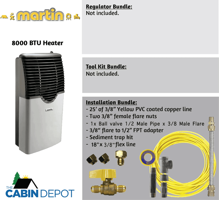 Martin 8000 BTU Propane Heater Installation and Accessory Bundles - Cabin Depot