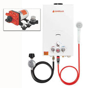 Camplux 10L Portable Tankless Water Heater with Seaflo Pump, energy-efficient, compact, ideal for cabins - Cabin Depot