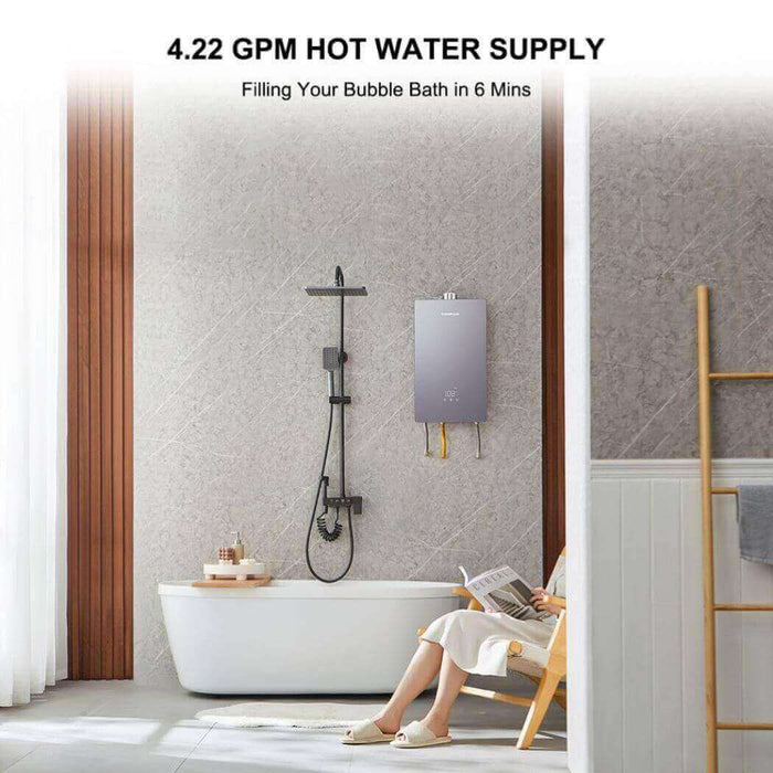 Camplux 16L 4.22 GPM (CSA) Indoor Tankless Water Heater With Thimble -Grey - Water by Camplux