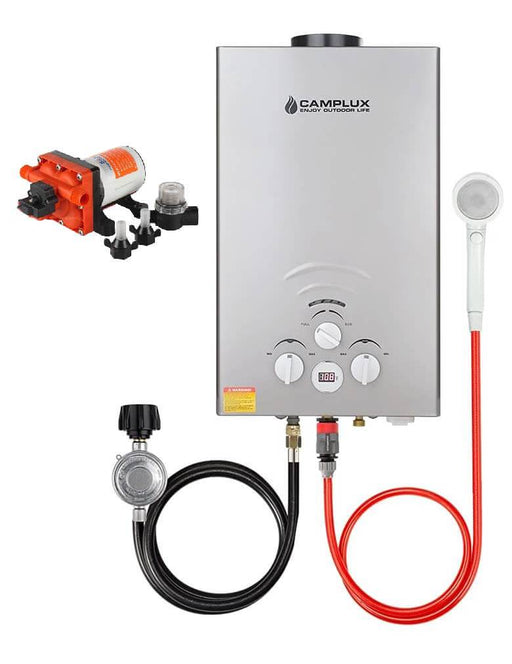 Camplux 8L Grey Propane Gas Tankless Water Heater w/ Seaflo Pump & Strainer - by Camplux