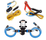 Camplux JK-3206P 12V Water Pump Kit with 1.6GPM flow, ideal for RVs, boats, and camping; Cabin Depot portable solution for water needs.