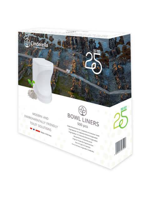 Cinderella 500 Pcs Travel Bowl Liners box from Cabin Depot for environmentally friendly toilet solutions.