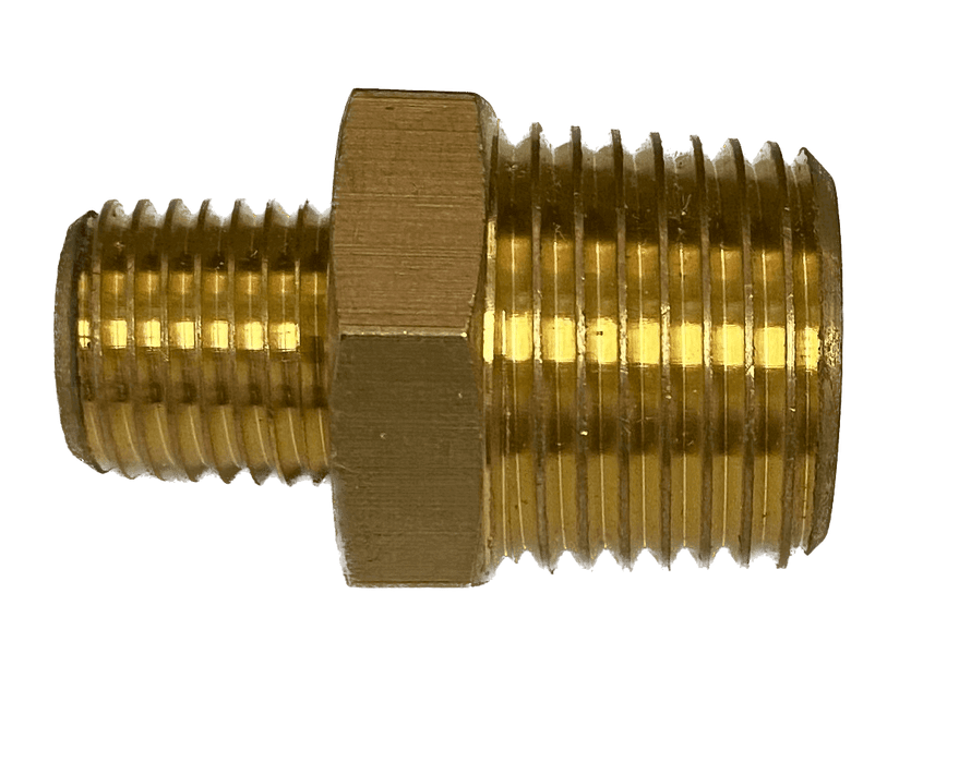 Brass connector for 1/4" coupler, compatible with Cinderella Freedom GAS system, shown against white background.