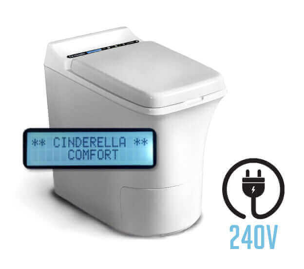 Cinderella Comfort Incinerating Toilet Bundle with Urinal, available at The Cabin Depot, includes 240V for efficient waste management.
