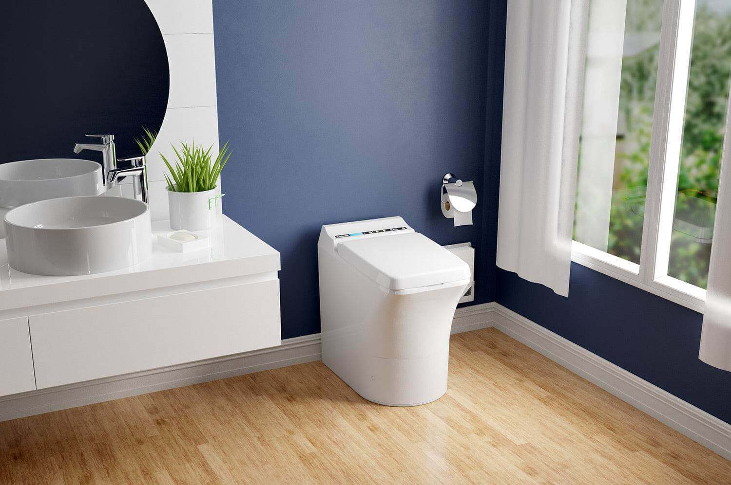 Cinderella Freedom Incineration Toilet in modern bathroom, available at The Cabin Depot, eco-friendly and UL certified. Shop now.
