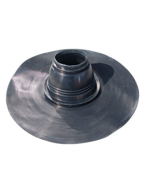 Flexible rubber Cinderella roof feed-through for cabins by Cabin Depot, designed for ventilation pipe sealing on shingle roofs.