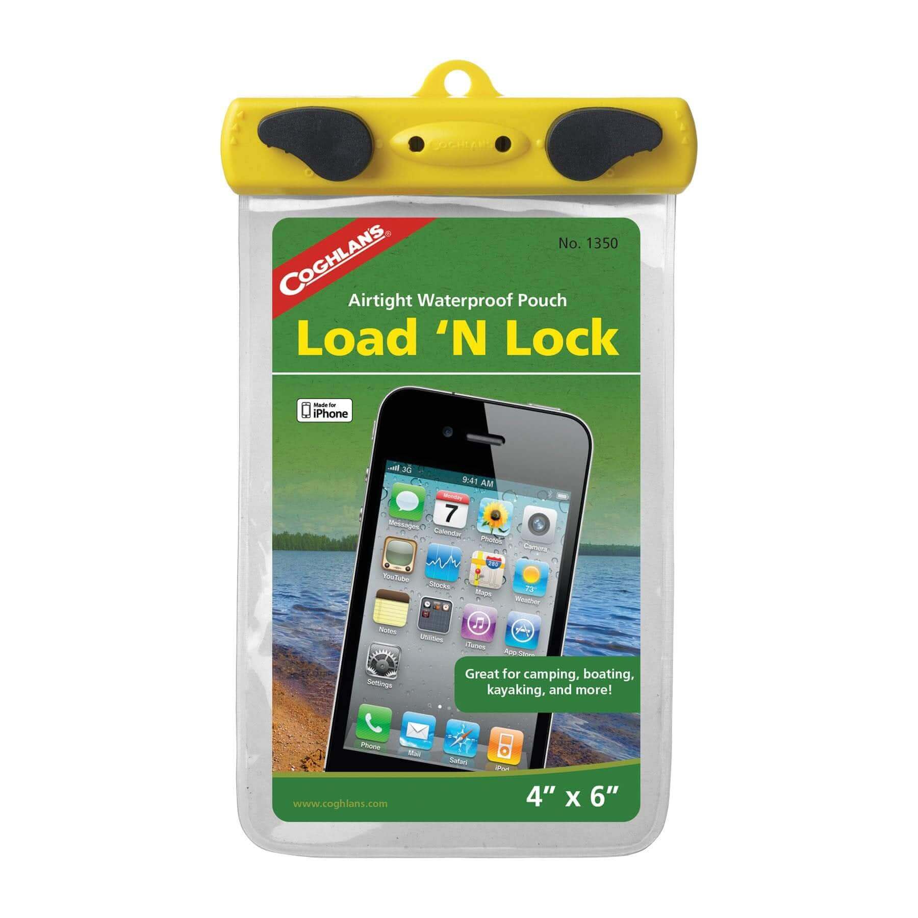 Alt Tag: Coghlans Load N Lock Pouch for camping and boating, waterproof with dual lock, touch-sensitive, available at Cabin Depot