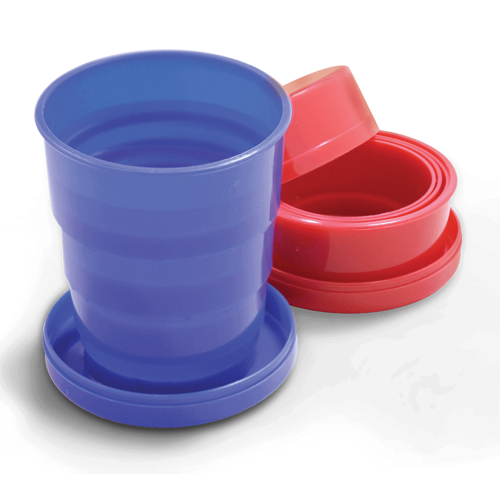 Coghlans Collapsible Tumbler 2-pack, colorful plastic cups for camping or beach, Cabin Depot exclusive