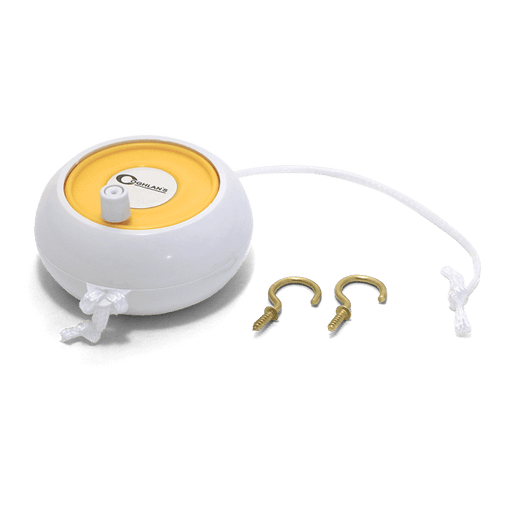 Coghlans Laundry Reel with nylon rope, brass hooks, and ABS plastic, 21-foot length for travel and outdoor use.