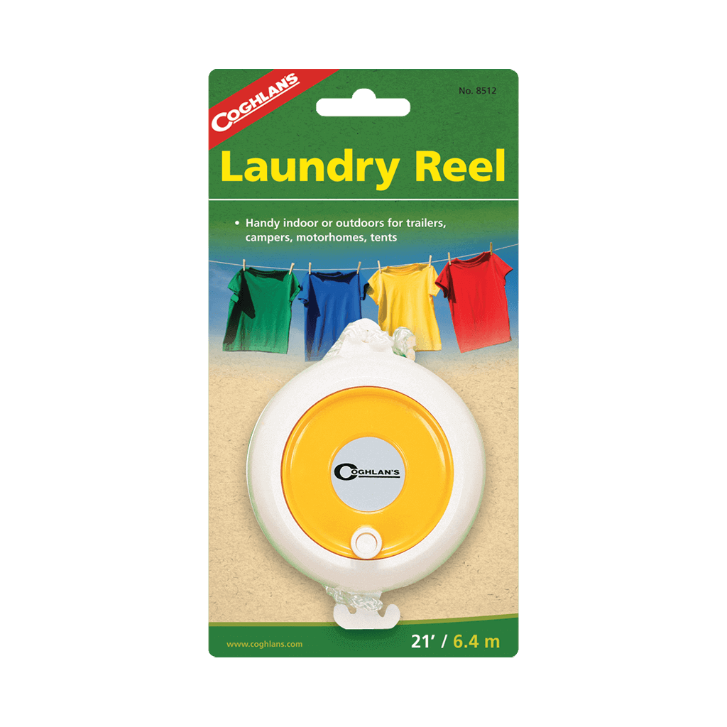 Coghlans Laundry Reel, 21-foot nylon rope with ABS plastic, ideal for trailers and cabins - Cabin Depot