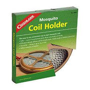 Coghlans Mosquito Coil Holder packaging at Cabin Depot, featuring durable glass fiber net for complete coil burning.