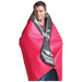 Man wrapped in red Coghlans Thermal Blanket, showing water and windproof features, reinforced with grommets for outdoor use.