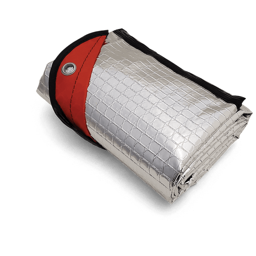 Coghlans Thermal Blanket folded, showing reinforced aluminized polyethylene design, suitable for heat retention and versatile use.