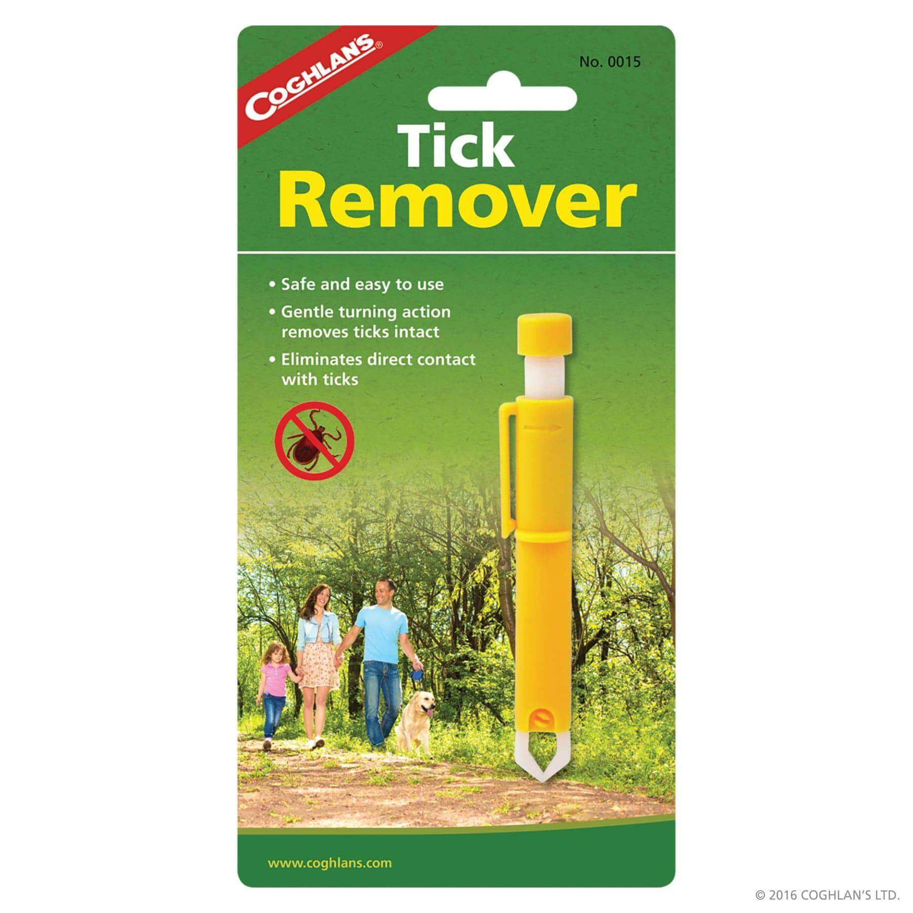 Coghlans Tick Remover packaging, ideal for pet and human tick removal, available at Cabin Depot, ensures safe, intact tick extraction.
