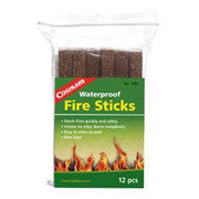 Coghlans Waterproof Fire Sticks 12 Piece, ideal for campfires and barbecues, available at Cabin Depot. Non-toxic and odorless.