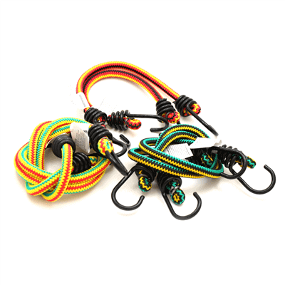 Alt Tag: Coghlans Assorted Stretch Cords 6 Pack, three sizes, durable, colorful, available at Cabin Depot.
