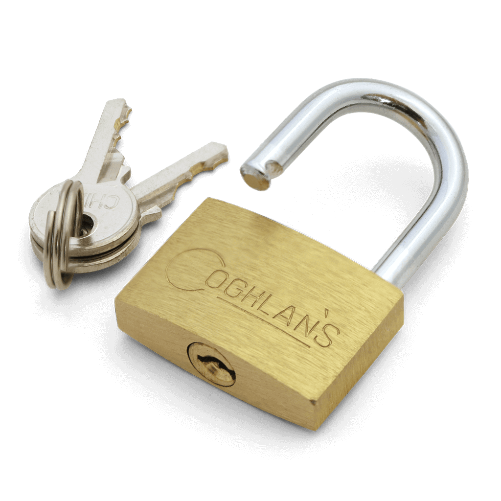Coghlans Brass Padlock with keys, 1.19 inch, durable construction for Cabin Depot.