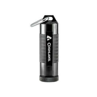 Coghlan's Match Case - watertight aluminum for 30 waterproof matches at Cabin Depot. Rugged, knurled finish with rubber O-ring seal.