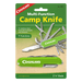 Coghlans multi-function camp knife with 11 tools including knife blade, can opener, scissors, and more in bright green packaging.