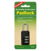 Coghlans adjustable combination padlock packaging, ideal for bags, tents, luggage, tackle boxes, and lockers. Set or change combo easily.