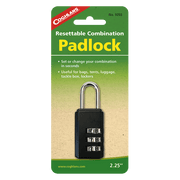 Coghlans adjustable padlock for bags, luggage, and lockers, change combo quickly, ideal for outdoor use, available at Cabin Depot.
