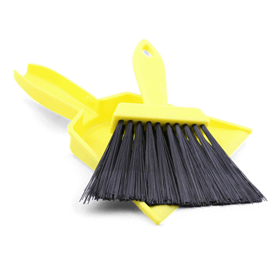 Coghlans Tent Whisk and Dust Pan Set for camping, compact design from Cabin Depot, durable thermoplastic, perfect for tents and RVs.