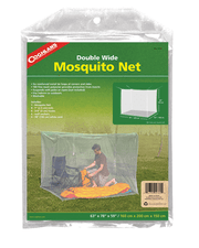Coghlans Double Wide Green Mosquito Net from Cabin Depot, ideal for indoor and outdoor use, featuring 180 holes/in² mesh for insect protection.