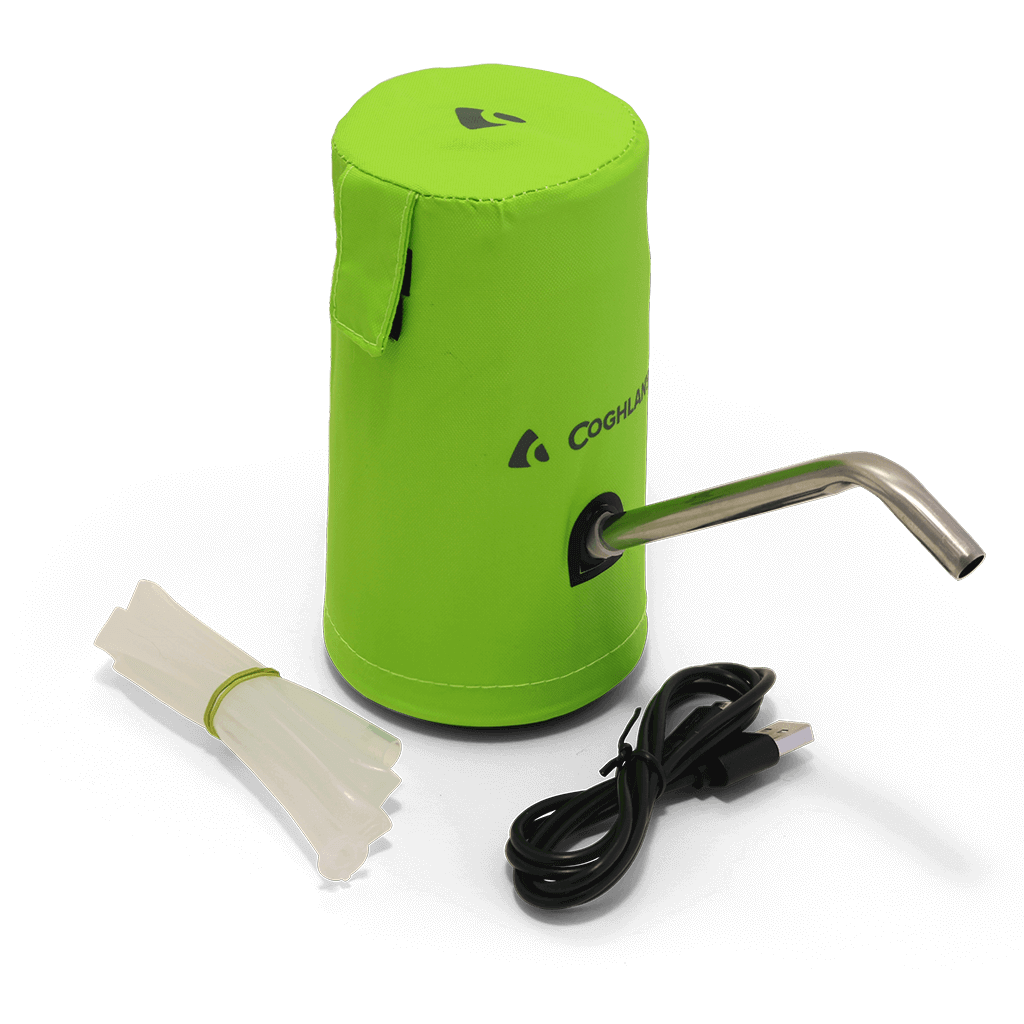 Coghlan's Water Pump USB-Charged, hassle-free hydration solution, Cabin Depot, portable electric cooler jug water dispenser