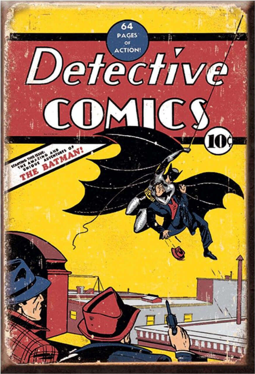 Vintage Detective Comics cover featuring a superhero in action, capturing the essence of classic comic book adventures.