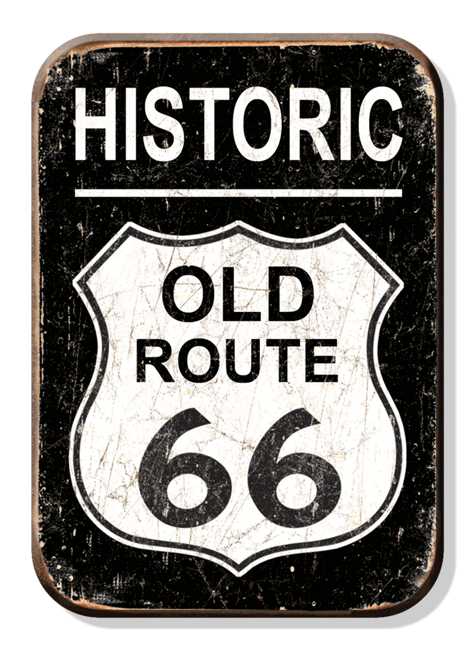 Vintage Route 66 Historic Road Sign Magnet - Cabin Depot, USA Made, Vertical Design