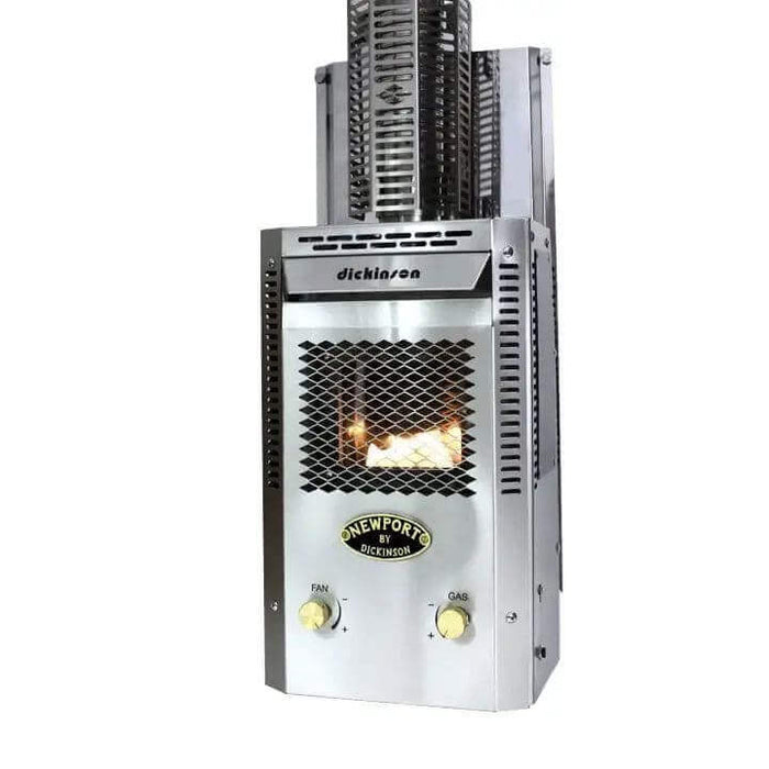 Newport Explorer Propane Fireplace Heater for RVs, Tiny Homes, Cabins, Marine; stainless steel, efficient, no power needed.