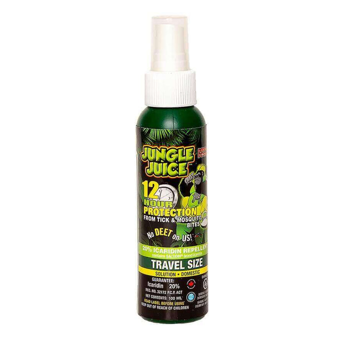 Doktor Doom Jungle Juice DEET FREE Tick and Mosquito Repellent 100ml bottle, offers 12-hour protection, travel size, made in Canada.