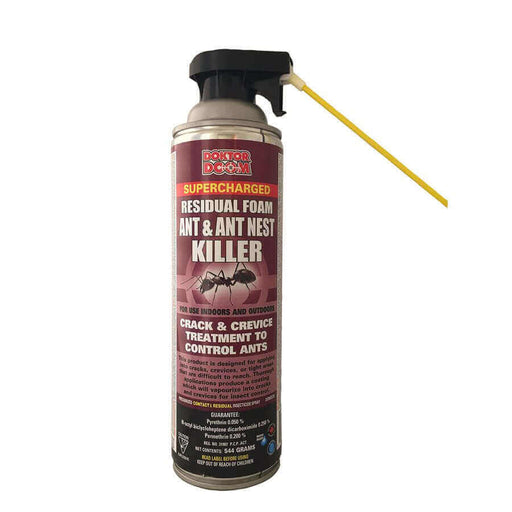 Doktor Doom 544g Supercharged Ant and Ant Nest Killer Jet Foam, effective ant control with pyrethrin, permethrin, unscented formula.