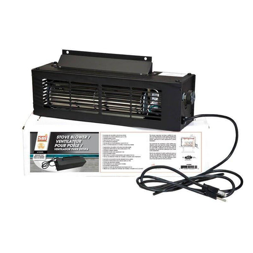 SBI 130 CFM Variable Speed Control Blower for wood stoves, includes free shipping. Features compact design with 8 3/8'' x 3 5/8'' fitting.