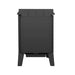 Drolet Bistro Wood Burning Cookstove - Rear View of Black Stove Design. Ideal for Cottages.