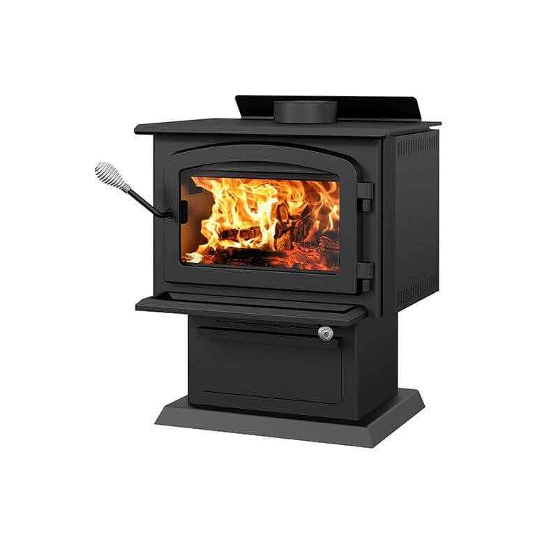 Drolet Blackcomb II Wood Stove from Cabin Depot for efficient heating, up to 1,800 ft², eco-friendly, EPA certified, free shipping included.