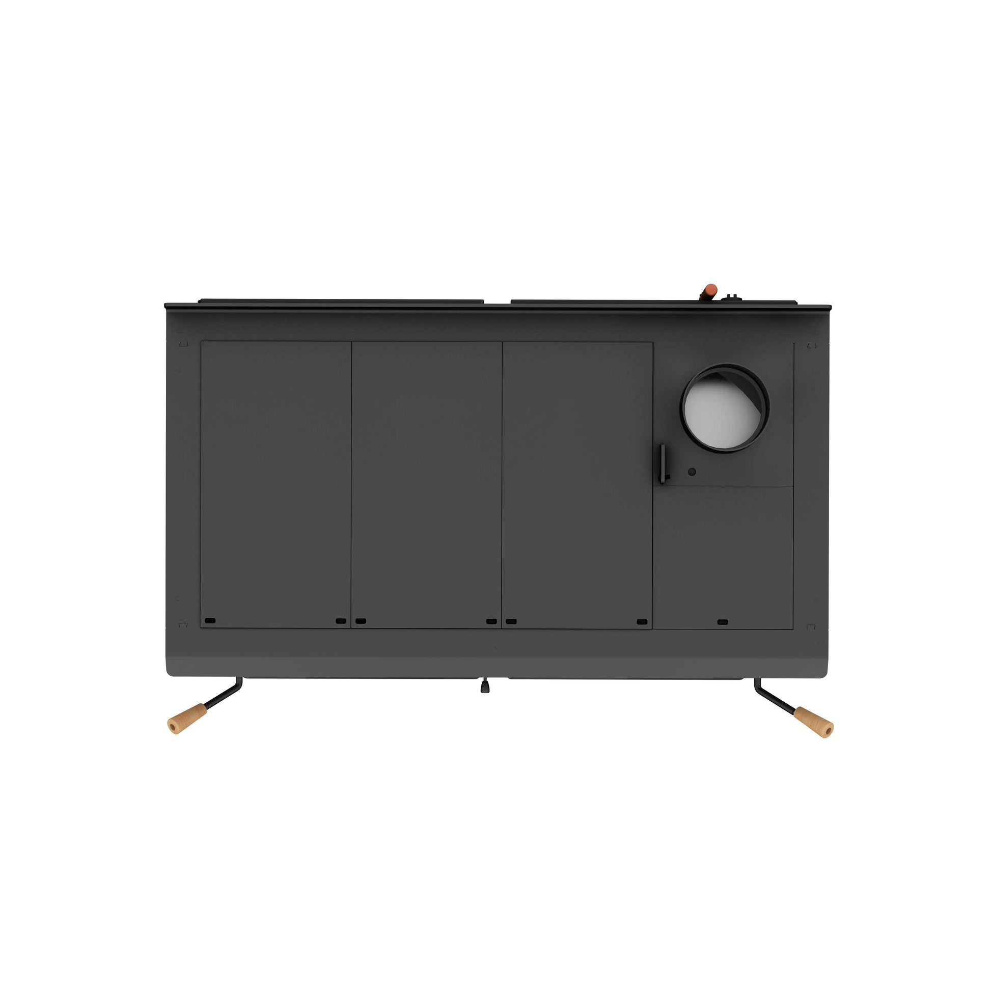 Drolet Chic-Choc Cook Stove with stainless steel oven, available at Cabin Depot, perfect for traditional heat and cooking.