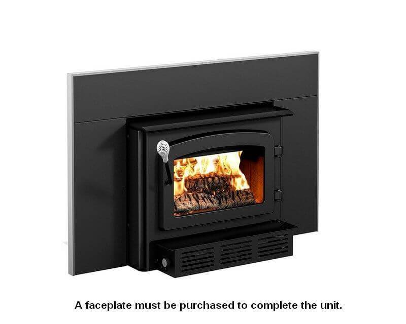 Drolet Escape 1500-I Wood Insert with Faceplate, efficient heating for homes up to 1,800 sq ft, available at Cabin Depot.